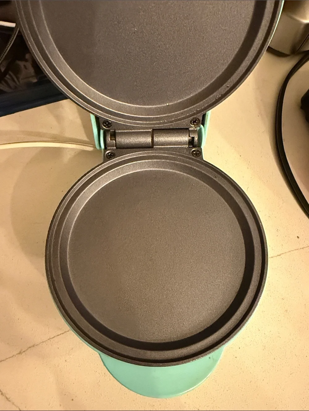 Nostalgia Mint Green Mini Electric Griddle Aqua Color